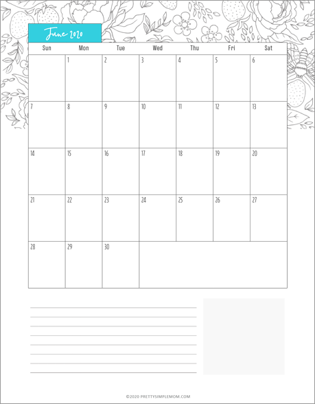 calendar june 2020 cute june calendar printable free printable ...