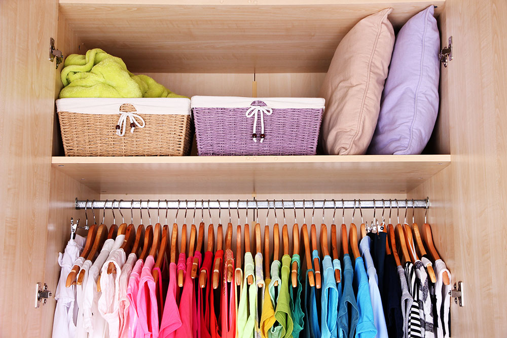 colorful organized closet