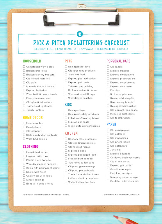 printable declutter checklist